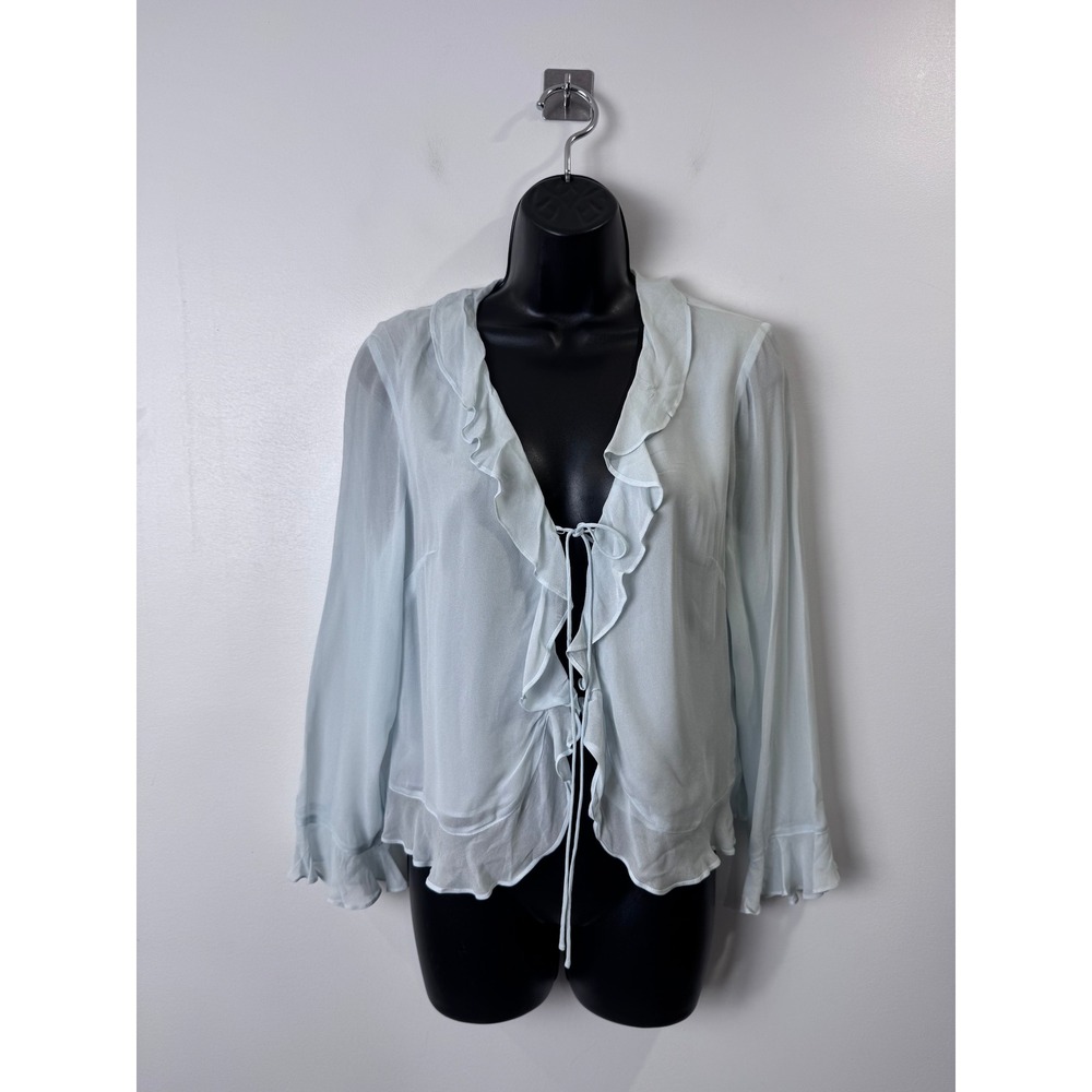 NWT J.Crew Ruffle Tie Front Women Light Chiffon Trim Blouse Top‎ Size 4